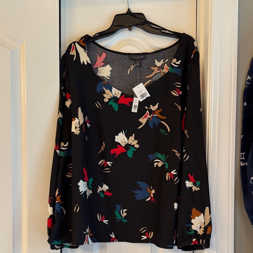Floral Black Top